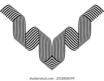 Modern black and white vector background in retro style. Striped sports pattern of black lines on a white background. For advertising, covers, posters. Striped ribbon