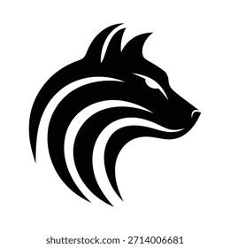 Moderno Perfil de cabeza de lobo negro con curvas que fluyen
