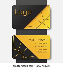 Modern black and yellow business card design. Clean professional business card template, visiting card