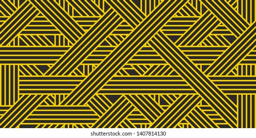 Modern, black and yellow geometric pattern for your design. graphic lines, stripes, weaves, cross. Perfect for branding, wallpaper, poster, fabric, wrapping paper, postcard.