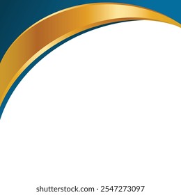 Modern blank background abstract curved border blue and gold
