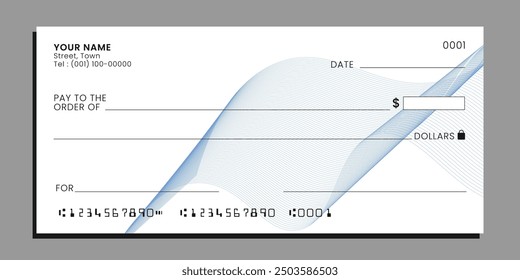 Moderna Plantilla de maqueta de vale de cheque bancario en blanco. Vector