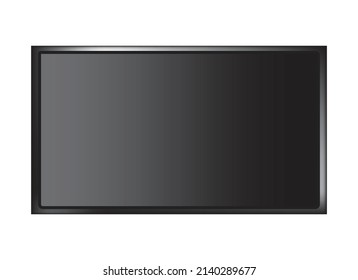 Modern blank black flat screen TV set, LCD Television on a white background,4K display. Modern TV screen, led type, lcd blank black isolated. Black monitor display mockup on a transparent background.