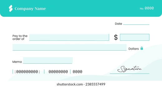 Modern blank check template design. Bank cheque vector