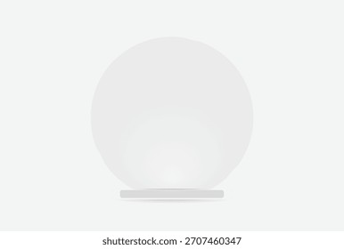 Pódio branco 3D realista com iluminação. Pedestal vazio para apresentação da tela do produto. Plano de fundo de ilustração de vetor.
