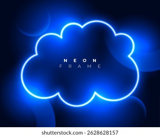moderne und leere wolkige Form Neonrahmen in blauer Farbe Vektor