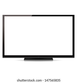 modern blank flat screen tv isolated on white background