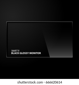 Modern blank screen lcd, TV on black background