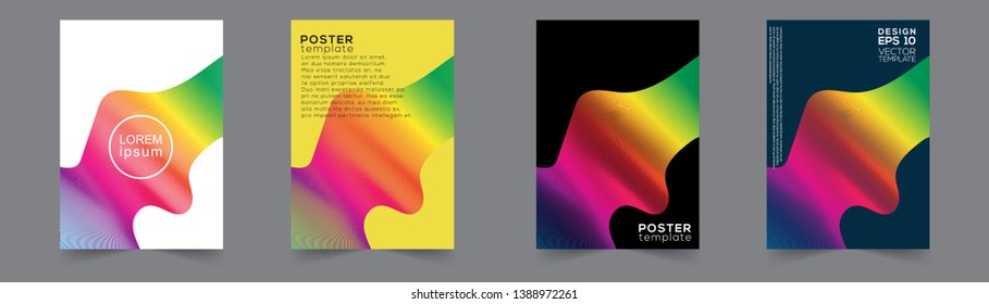 Modern blend line background vector template for brochure, template flyer cover and catalog , abstract fluid 3D shapes full colors , graphic illustratin isolated gradient modern - Vector