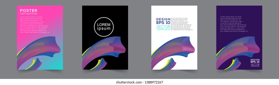 Modern blend line background vector template for brochure, template flyer cover and catalog , abstract fluid 3D shapes full colors , graphic illustratin isolated gradient modern - Vector