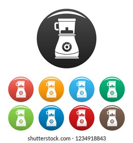 Modern blender icons set 9 color vector isolated on white for any design