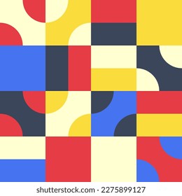 Modern block abstract geometric seamless pattern for use as background, poster, backdrop, banner cover in Bauhaus or Scandinavian style