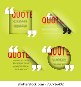 Modern block quotes set - paper cut with shadow effect - design element, vector illustration