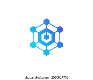 modern blockchain hexagon logo gradient