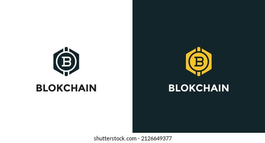 Logo moderno de blockchain con letra b para el logo criptodivisa
