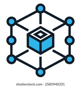 A modern blockchain network icon vector illustrating digital cryptocurrency, decentralized finance, and secure technology. Perfect for fintech, crypto apps, and digital transactions. Ideal for web, UI