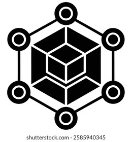 A modern blockchain network icon vector illustrating digital cryptocurrency, decentralized finance, and secure technology. Perfect for fintech, crypto apps, and digital transactions. Ideal for web, UI