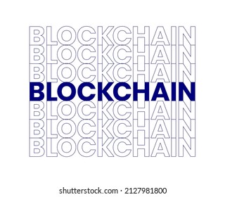 Modern blockchain solid and outline text composition background banner vector design. Blockchain technology art template.
