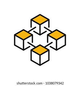 Modern blockchain technology vector icon or logo element on white background