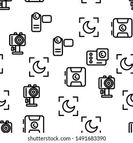 Modern Blogger Seamless Pattern Vector. Contour Illustration