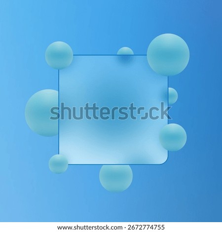Modern blue 3D illustration of a floating sphere with glass morphism effect. Eps 10