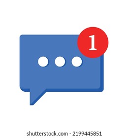Modern Blue 3D Text Message, Dialog, Chat Speech Bubble Notification Symbol Icon Vector on White Background