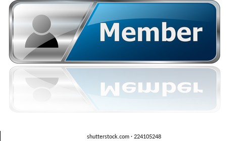 modern blue 3D vector eps10 Member button icon sign