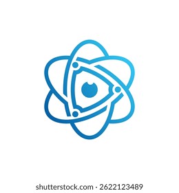 Moderno azul abstrato logotipo de segurança Atom Shield