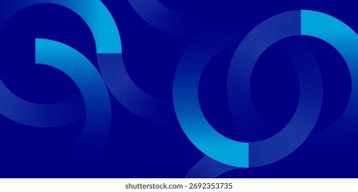 Fondo abstracto azul moderno con líneas geométricas circulares y Formas de curva de gradiente, diseño mínimo futurista para el Anuncio de tecnología digital, presentación comercial, Sitio web y Plantilla corporativa