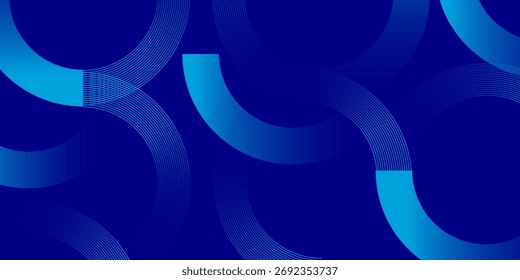Modern blue abstract background with circular geometric lines and gradient curve shapes, futuristic minimal design for digital technology banner, business presentation, website, and corporate template