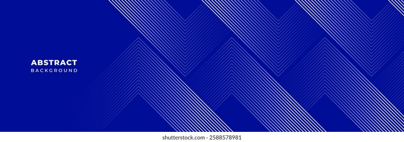 Modern blue abstract background with geometric lines. horizontal banner