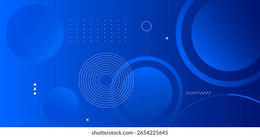 Modern blue abstract background with geometric shapes, circles, and lines. Tech style digital design for web, banners, or business presentation.
