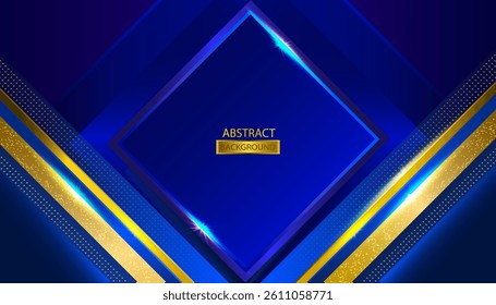 Modern Blue Abstract Background Golden Lines Text Space. Modern Background With Golden Shapes with lines golden glowing. Vector illustration