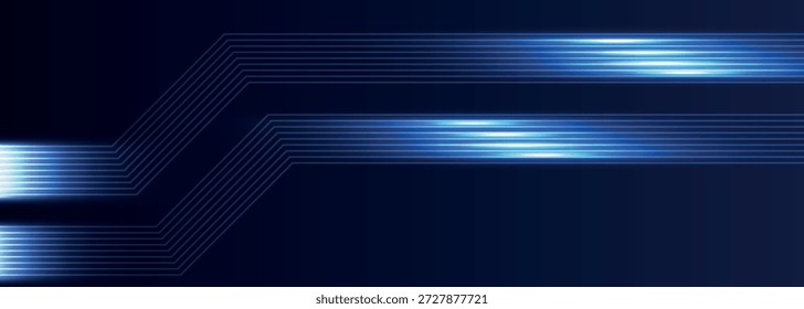 Moderner blauer abstrakter Hintergrund mit High-Tech blauen dynamischen Streifen Design. Hintergrundkonzept mit Lichtbewegungseffekt für Banner, Werbung und Website. EPS 3