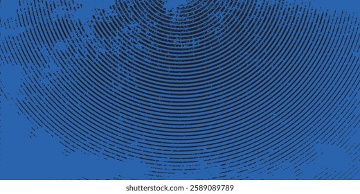 Modern blue abstract background, the look of stainless steel, circular lines on a blue background
