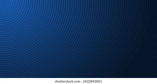 Modern blue abstract background, the look of stainless steel, circular lines on a blue background. Vector Illustration