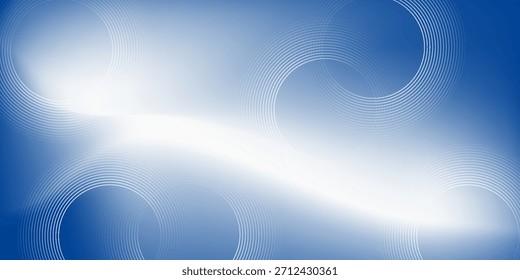 Modern blue abstract background with smooth white wave light effect n circular line patterns, technology themes, corporate designs, digital presentations, futuristic banners, elegant graphic projects.