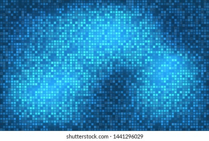 Modern blue abstract background with transparent squares, simple mosaic pattern, vector illustration
