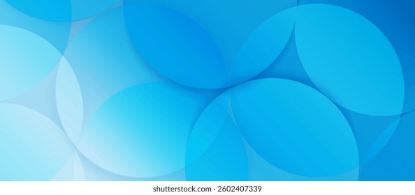 Modern blue abstract background with transparent overlapping circular shapes