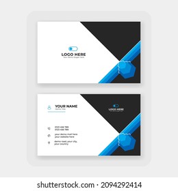 modern blue abstract business card design, stylish blue professional business card design template