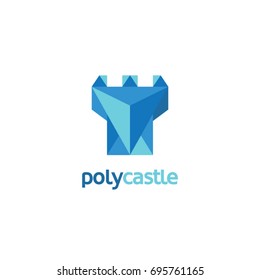 Modern Blue Abstract Castle Logo