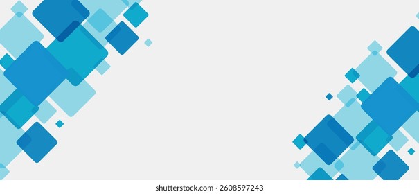 Modern Blue Abstract Geometric Background with Overlapping Squares. Professional Business Template for Presentations, Banners, and Web Design