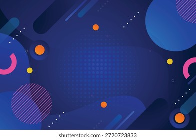 Fundo geométrico abstrato azul moderno com formas coloridas e elementos de estilo Memphis