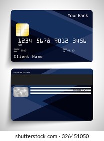 Modern blue abstract realistic vector credit card.