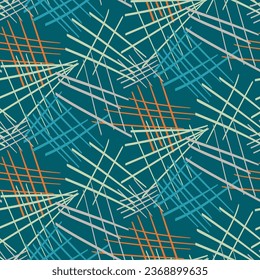 Modern blue abstract stylized vector simple graphic design seamless pattern. Genderneutral masculine textured shapes for wallpaper background tile