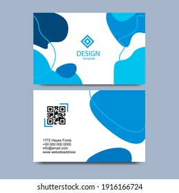 Plantilla abstracta azul moderna con formas empresariales azules. con código Qr