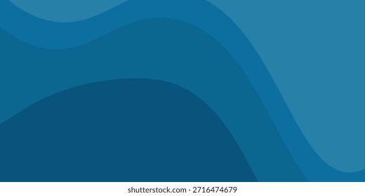 Fondo abstracto azul moderno de la onda con las curvas en capas lisas en tonos suaves del gradiente. Diseño limpio mínimo adecuado para presentaciones de negocios, marca corporativa, encabezados de Sitio web, Anuncios, folletos