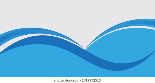 Fondo abstracto azul moderno de la onda con las curvas en capas lisas en el espacio gris claro, diseño mínimo limpio conveniente para las presentaciones del negocio, marca corporativa, Sitios web, Anuncios, folletos, carteles