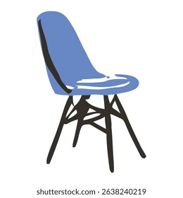 A modern blue accent chair with black outlines, designed for minimalist interior spaces. Perfect for contemporary home decor, office designs, and stylish living rooms.
