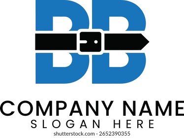 Modern blue B letter logo with belt buckle. Perfect for business branding and corporate identity.